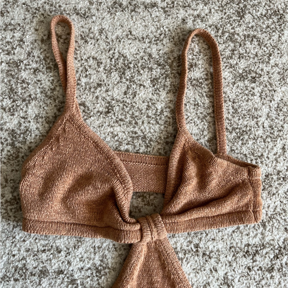 Miss Lola Tan Knit Cut-out Maxi Dress - Picture 4 of 6